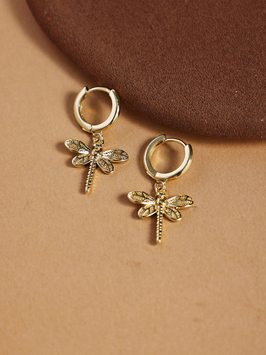 Vintage Copper Dragonfly Pendant Earrings – Dangle Statement Jewelry