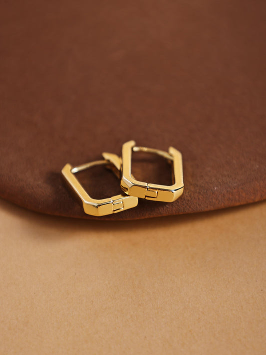 Minimalist Rectangular Hoop Earrings – Cool-Tone Copper Jewelry