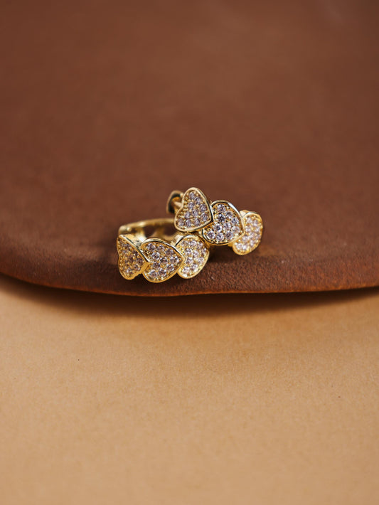 Delicate Gold Heart Hoop Earrings – Elegant Alloy Stud Jewelry