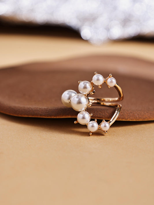 Pearl Open Ring – Elegant Adjustable Knuckle Ring Minimal Jewelry
