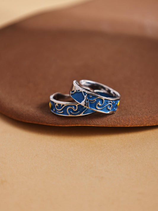 Starry Sky Adjustable Ring – Minimalist Artistic Open Band Jewelry