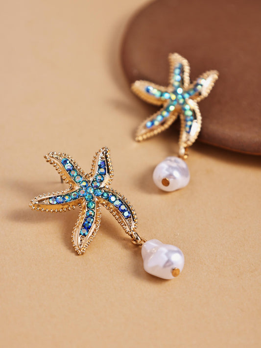 Colorful Starfish Shell Statement Earrings – Beach Style Summer Jewelry