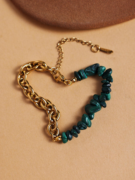 Natural Stone & Titanium Steel Chain Bracelet for Women – Stainless Steel Jewelry