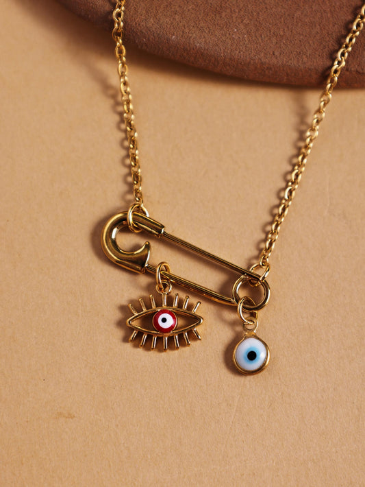 Titanium Steel Evil Eye Pendant Necklace – Stainless Steel Protective Jewelry