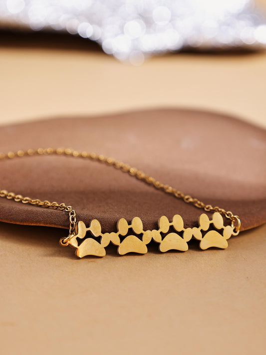 Cat Paw Pendant Necklace – Gold Titanium Steel Pet Jewelry