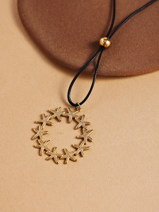 18K Gold Plated Necklace – Statement Beach Shell Pendant, Waterproof Stainless Steel