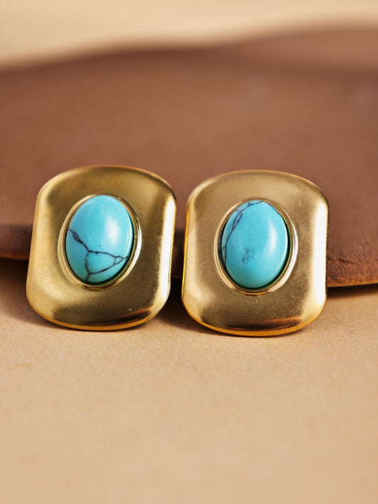 18K Gold Plated Square Titanium Steel Stud Earrings – Bold Statement Jewelry
