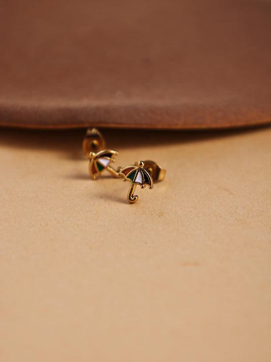 18K Gold Plated Stainless Steel Umbrella Stud Earrings – Titanium Steel Jewelry