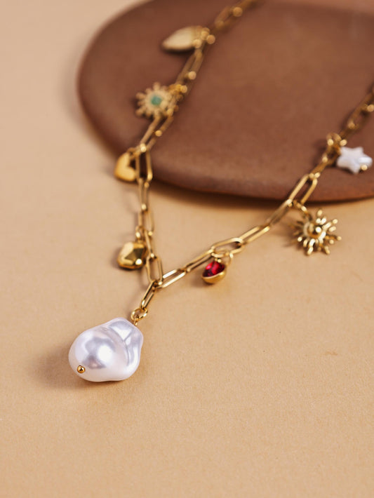 Stainless Steel Beach Necklace – Shell Pendant Adjustable Choker Jewelry