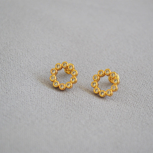 Gold-Plated Crystal Circle Earrings