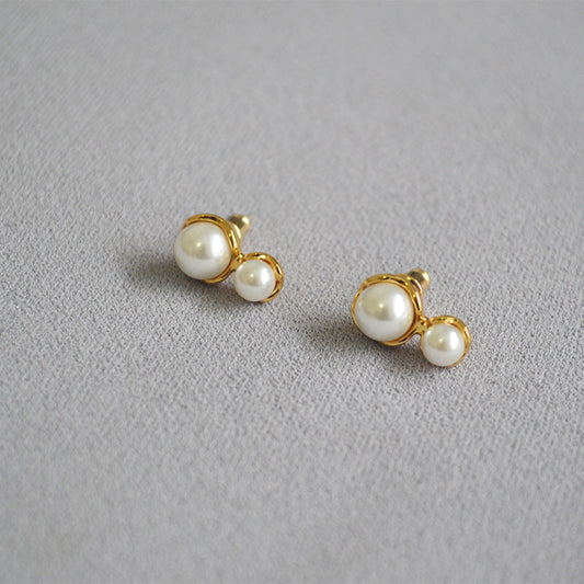 Gold-Plated Pearl Cluster Earrings