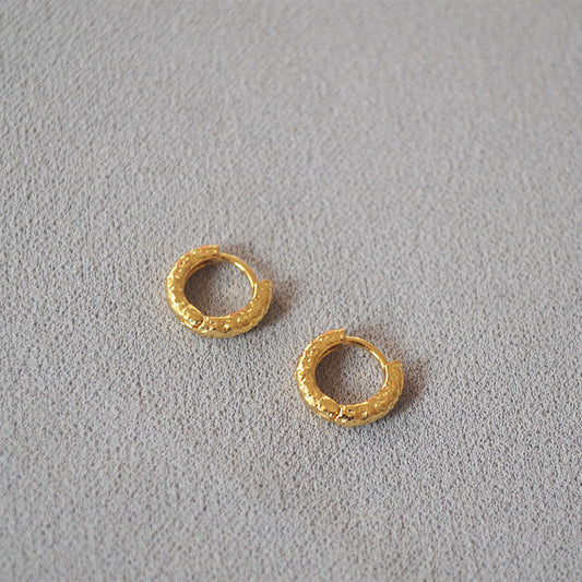 Gold-Plated Textured Hoop Earrings