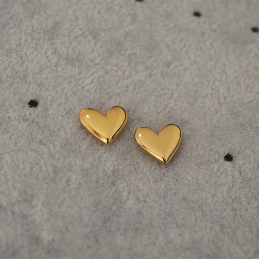 Gold-Plated Heart Stud Earrings