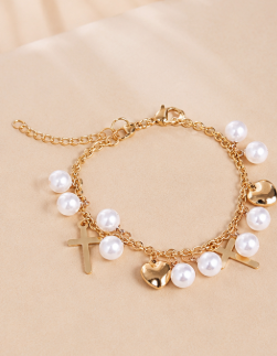 Double Layer Heart Charm Bracelet | Stainless Steel Boutique Jewelry