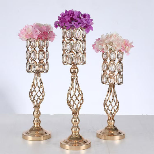 Heavy Duty Exquisite Twisted Crystal Iron Candleholder, Luxury Decorative Home Accent