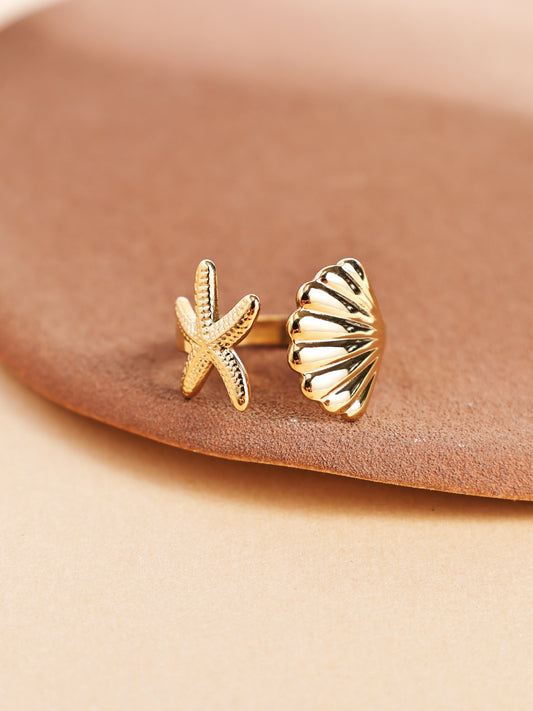 Shell Open Ring | Adjustable Stainless Steel Coastal Jewelry