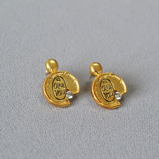 Gold-Plated "Olive You" Statement Earrings
