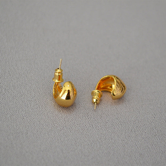 Gold-Plated Curved Earrings