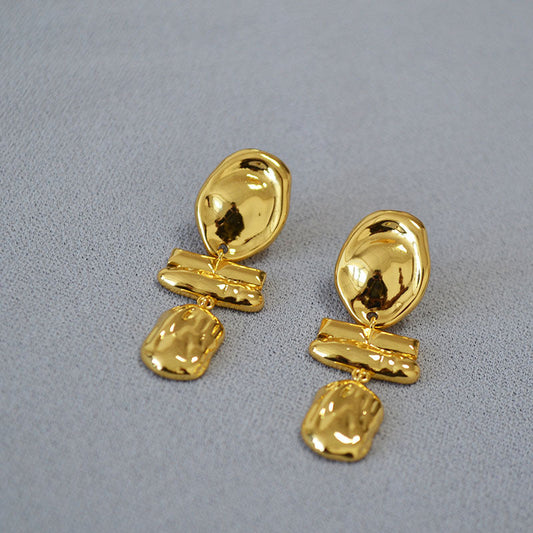 Gold-Plated Abstract Drop Earrings