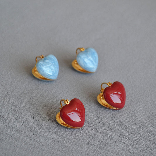Heart-Shaped Earrings with Gold Trim