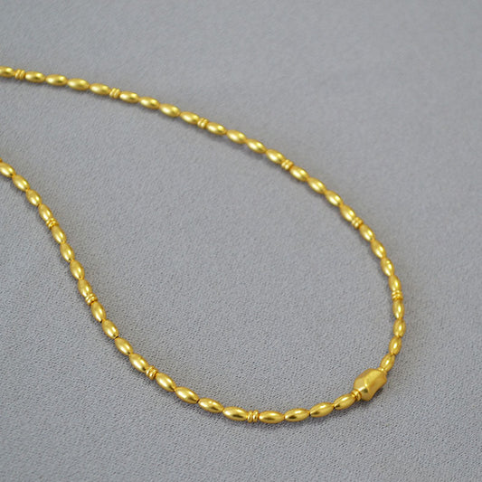 Gold-Plated Oval Bead Necklace