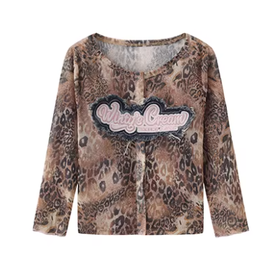 Wild Script – Leopard Embroidered Cinched Top