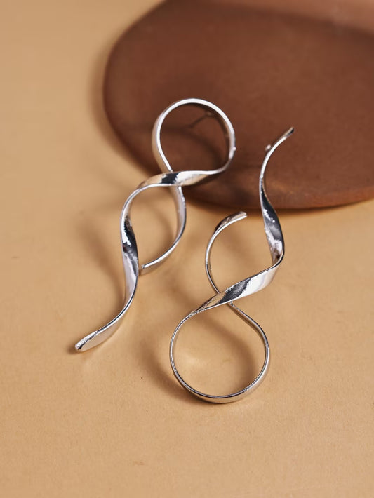 Irregular Twisted Metal Stud Earrings – Alloy Jewelry
