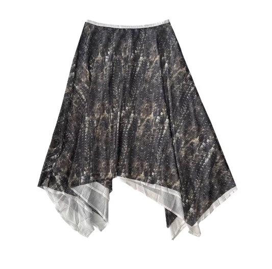 Ripple Cloud – Water-Pattern Mesh Chiffon Circle Skirt