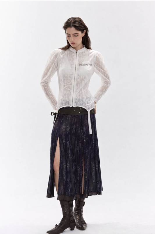 Ivory Heirloom – Lace Puff Sleeve Fitted Cardigan