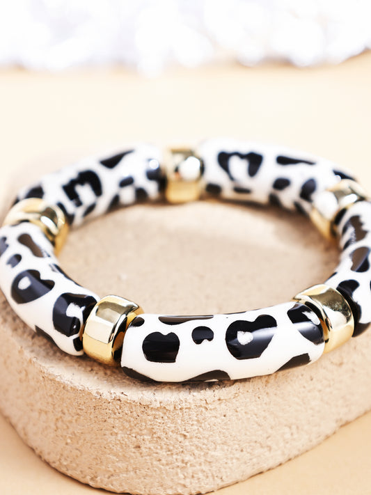 Vintage Marbled Acrylic Beaded Bracelet