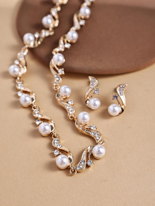 Irregular Pearl Jewelry Set – Elegant Necklace & Earrings Matching Set