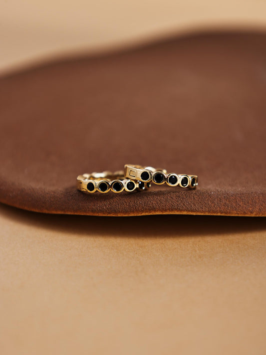 Trendy Copper Hoop Earrings – Zircon Accent Round Stud Jewelry