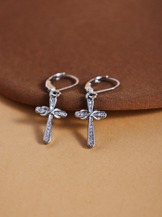 Cross Dangle Earrings – Copper & Zircon Fashion Jewelry for Women