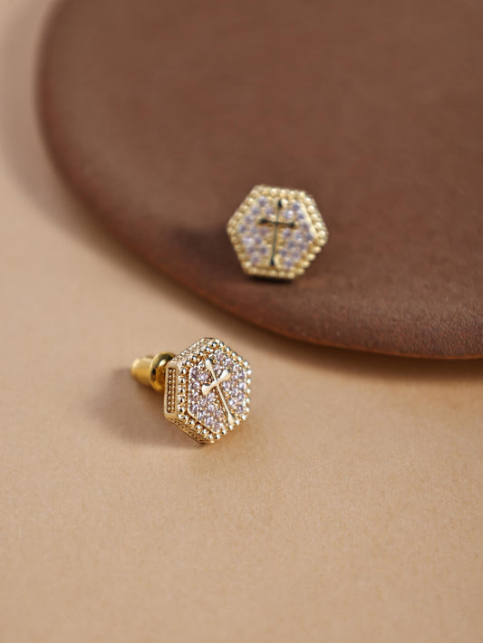All-Over Rhinestone Copper Stud Earrings – Versatile Sparkling Jewelry