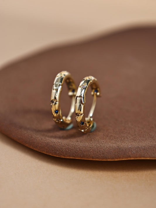 Elegant Copper Hoop Earrings – Colorful Zircon Accent Statement Jewelry