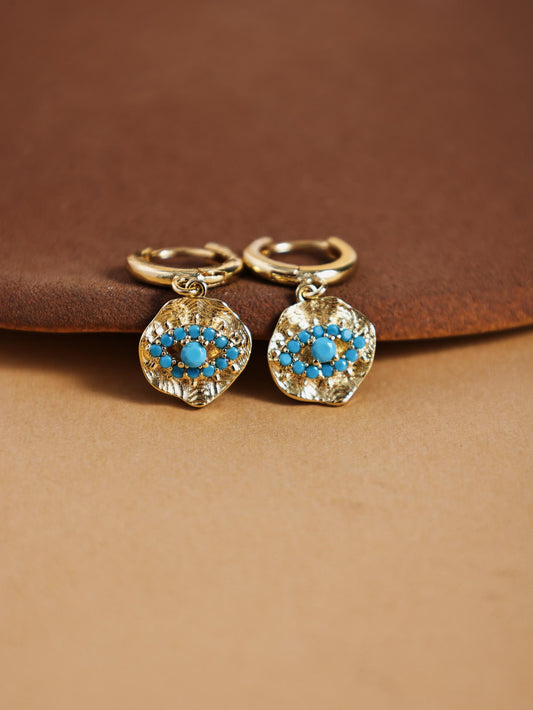 Irregular Evil Eye Drop Earrings – Rhinestone Inlay Statement Dangle Jewelry
