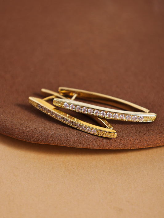 Geometric V-Shaped Hoop Earrings – Cubic Zirconia Statement Huggie Jewelry