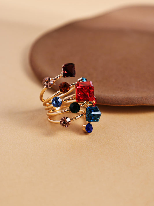 Geometric Cube Crystal Ring – Modern Gemstone Statement Jewelry