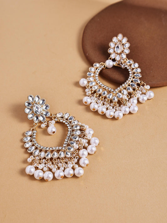 Ethnic Beaded Pearl Statement Earrings – Rhinestone Embellished Oversized Jewelry