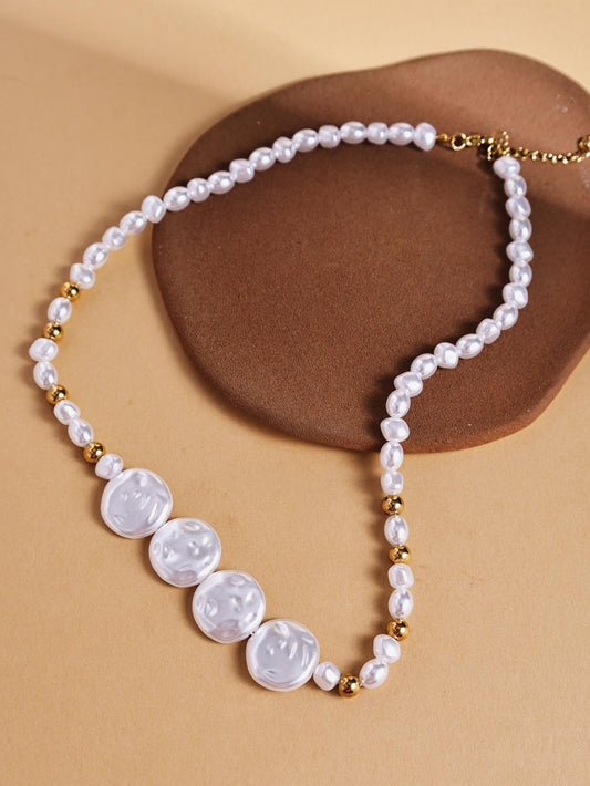 Pearl & Shell Beach Necklace – Stainless Steel Summer Jewelry