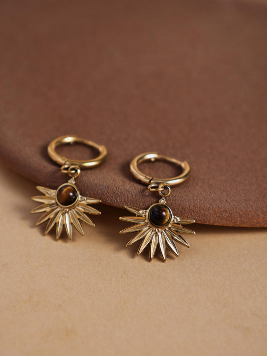 Stainless Steel Earrings with Natural Stone Inlay – Elegant Jewelry