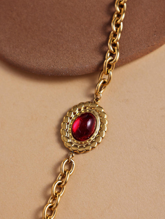 Vintage Natural Stone Bracelet – Stainless Steel Adjustable Jewelry