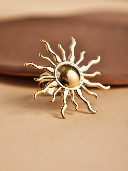 Unique Sunflower Ring – Alloy Stainless Steel Statement Jewelry