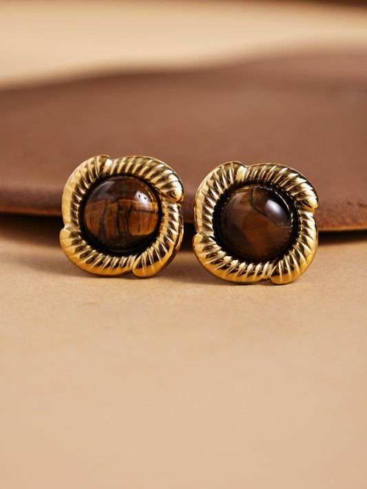 Vintage 18K Gold Stainless Steel Stud Earrings – Classic Jewelry