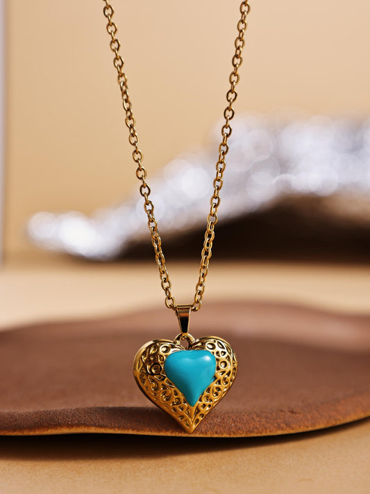 Stainless Steel Heart Necklace with Pendant – Minimalist Love Jewelry