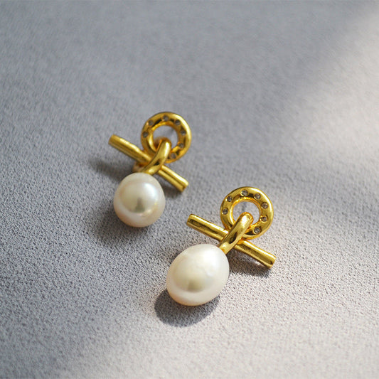 Gold-Plated Pearl Drop Earrings