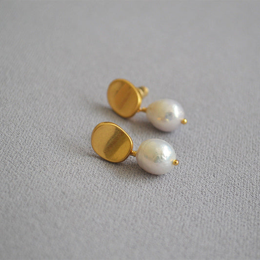 Gold-Plated Pearl Drop Earrings