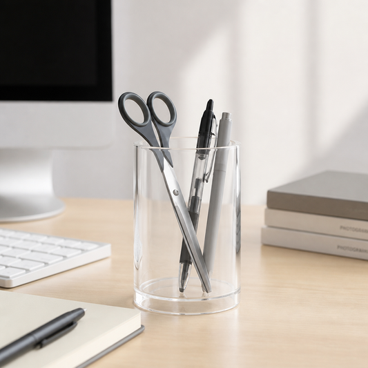 Clear Acrylic Pen Holder, Multifunction Desk Organizer for Pens, Makeup Brushes, Eyebrow Pencils, and Lipsticks