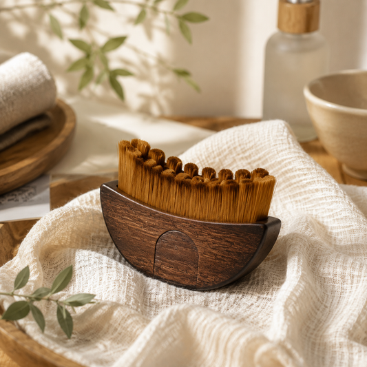 Solid Wood Lymphatic Massage Brush, Natural Bristle Body Brush