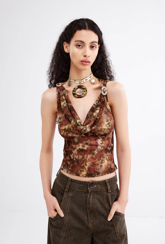 Camo Glint – Rhinestone Mesh Retro Tank
